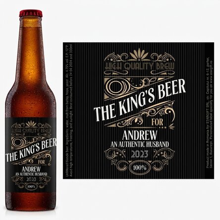 Personalised beer with text - The King
