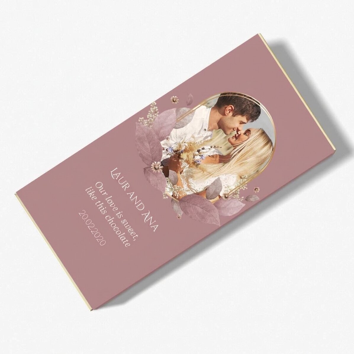 Personalised chocolate with text and photo - Floral