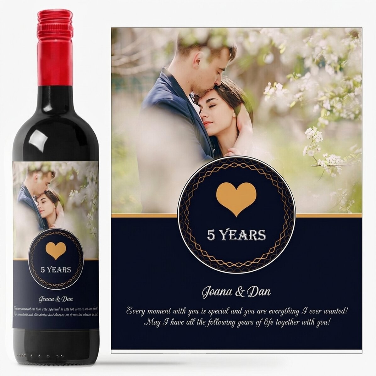 Personalised wine with photo and text - Moments