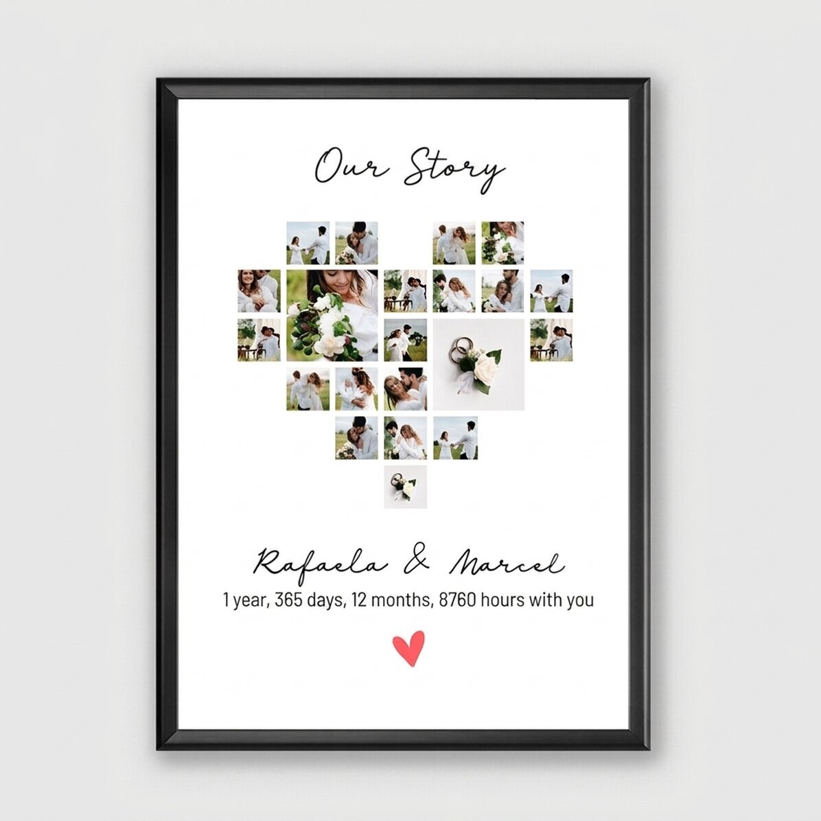 Personalised canvas with text and 21 photos - Our story