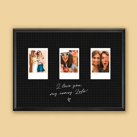 Personalised canvas with text and 3 Polaroid-style photos - Best friends