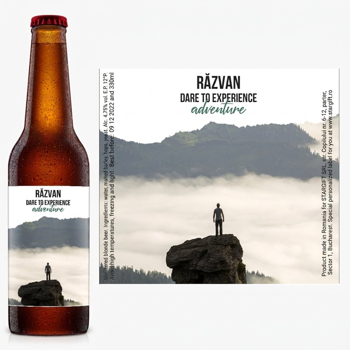 Personalised beer with text and a photo - Dare to...