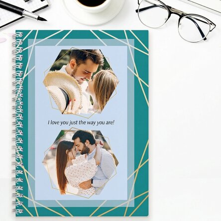 Personalised notebook with 2 photos and text - Feelings