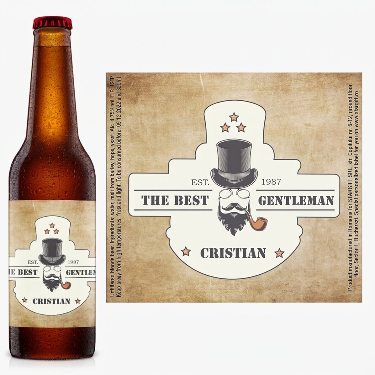 Personalised beer with text - Gentleman