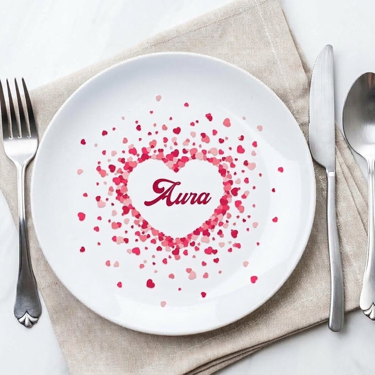 Personalised plate with text - Sparkle of hearts
