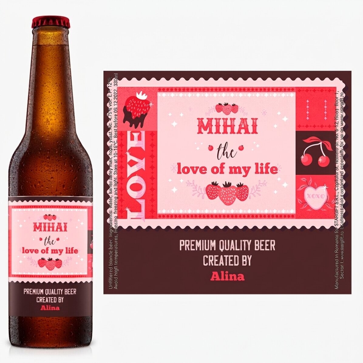 Personalised beer with text - Valentine