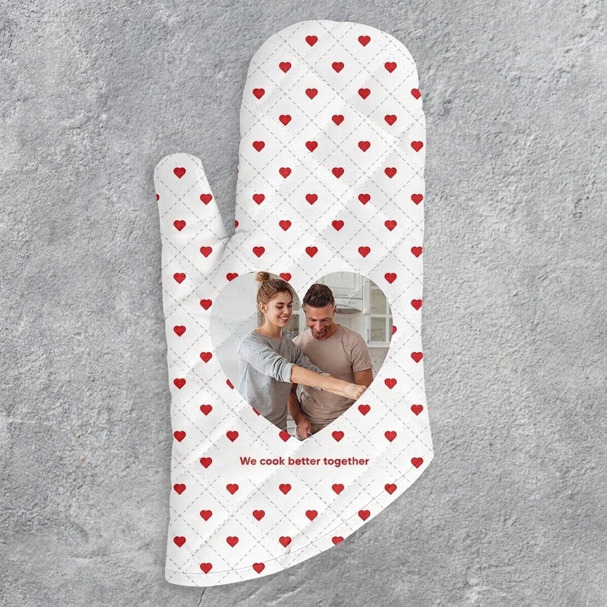 Personalised oven glove with text - Let