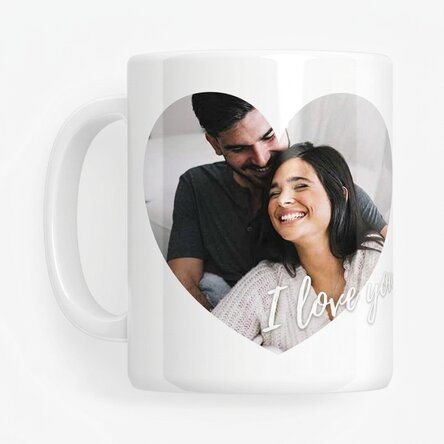 Personalised mug with heart-shaped photo - I love you!
