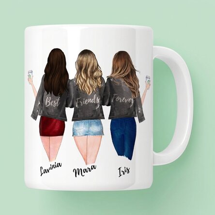 Personalised mug with text - 3 Best friends