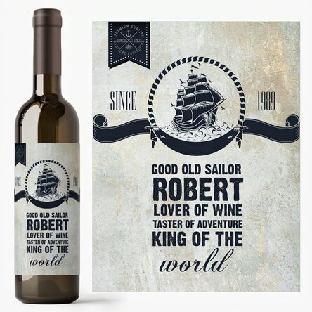 Personalised wine with text - Sailor