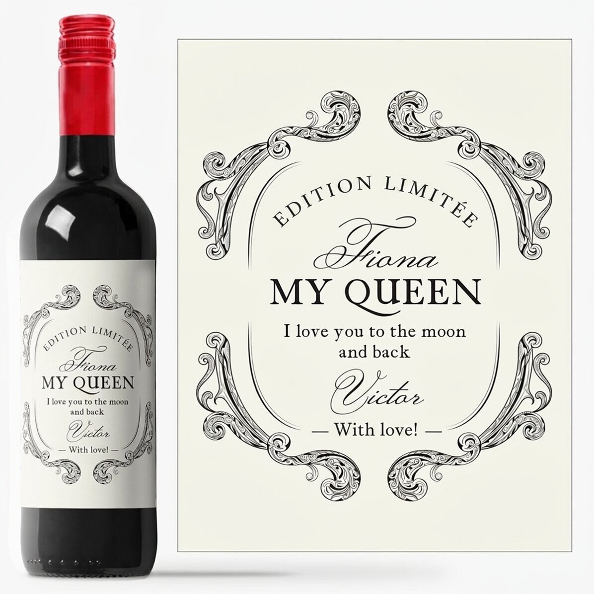 Personalised wine with text - Antique