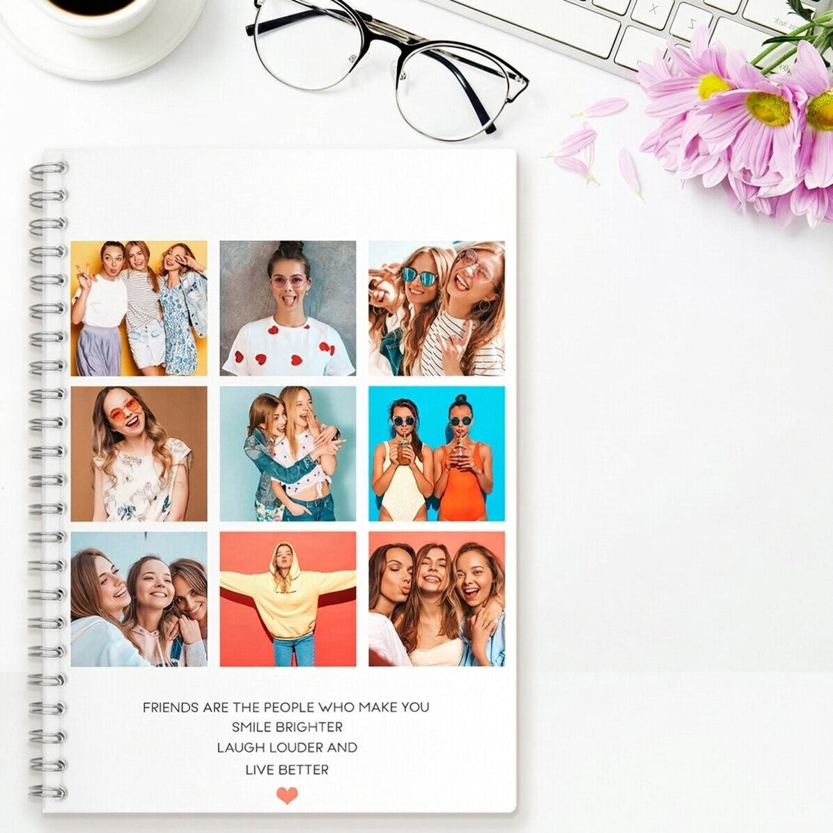 Personalised notebook with 9 photos and text - F.r.i.e.n.d.s