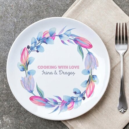 Personalised plate with text - Tulips