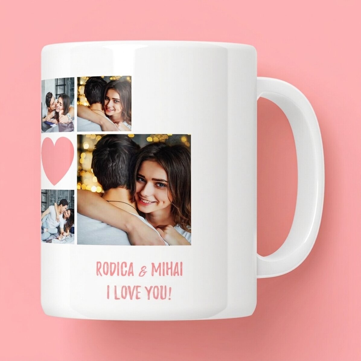 Personalised mug with 6 photos and text - Couple moments