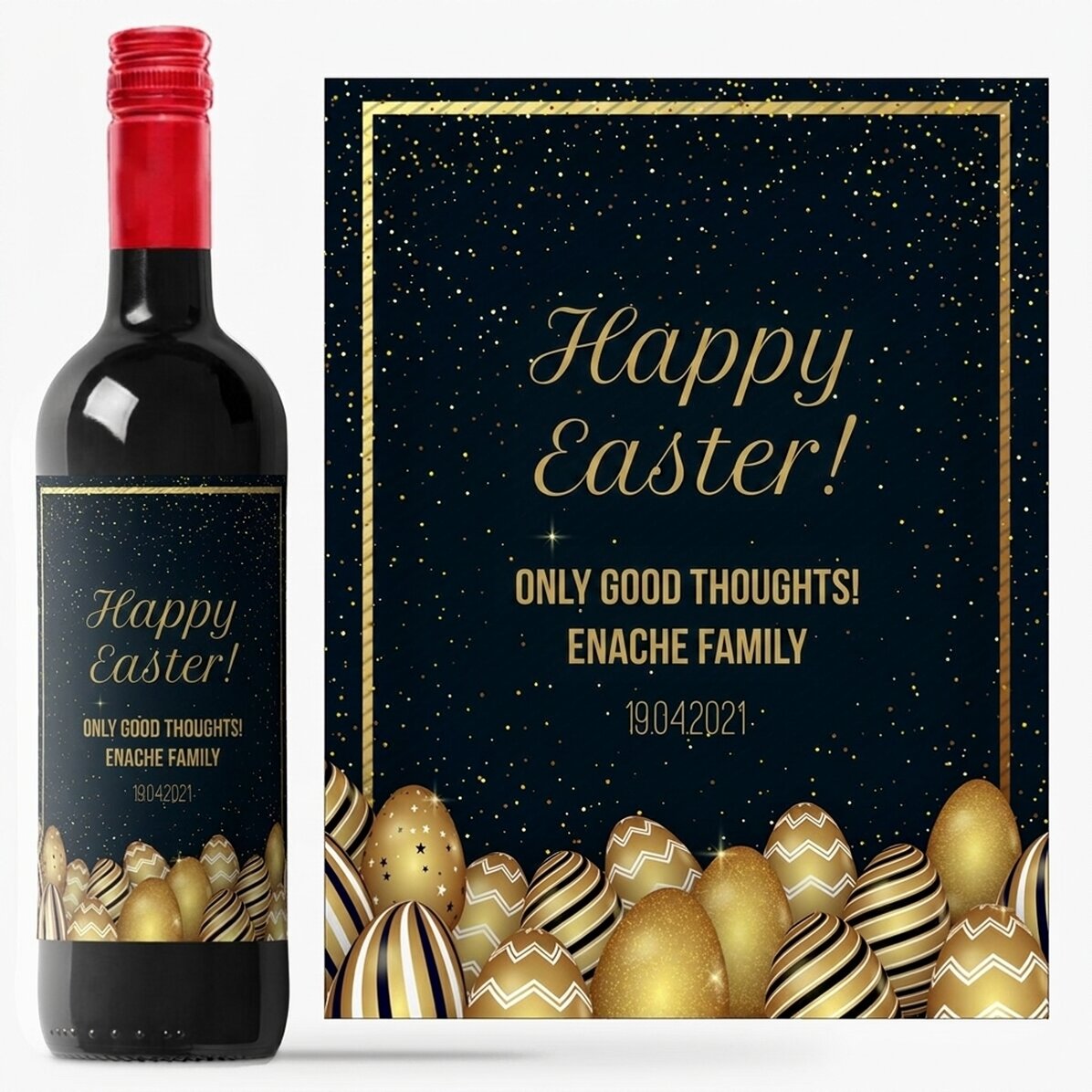 Personalised wine with text for Easter