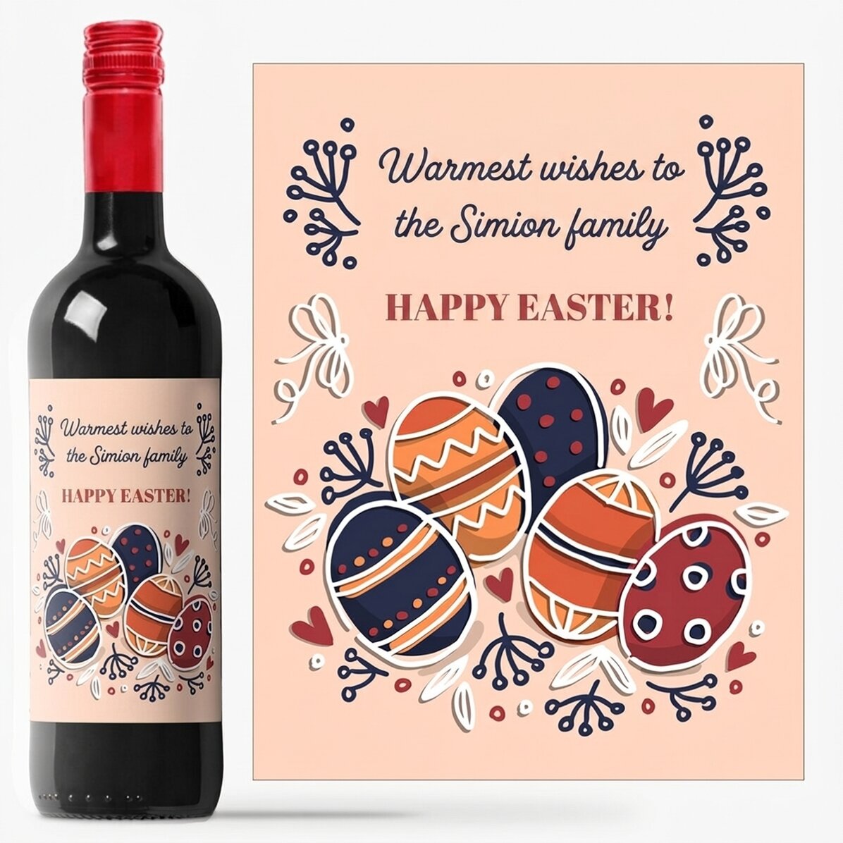 Personalised wine with text - Easter greetings