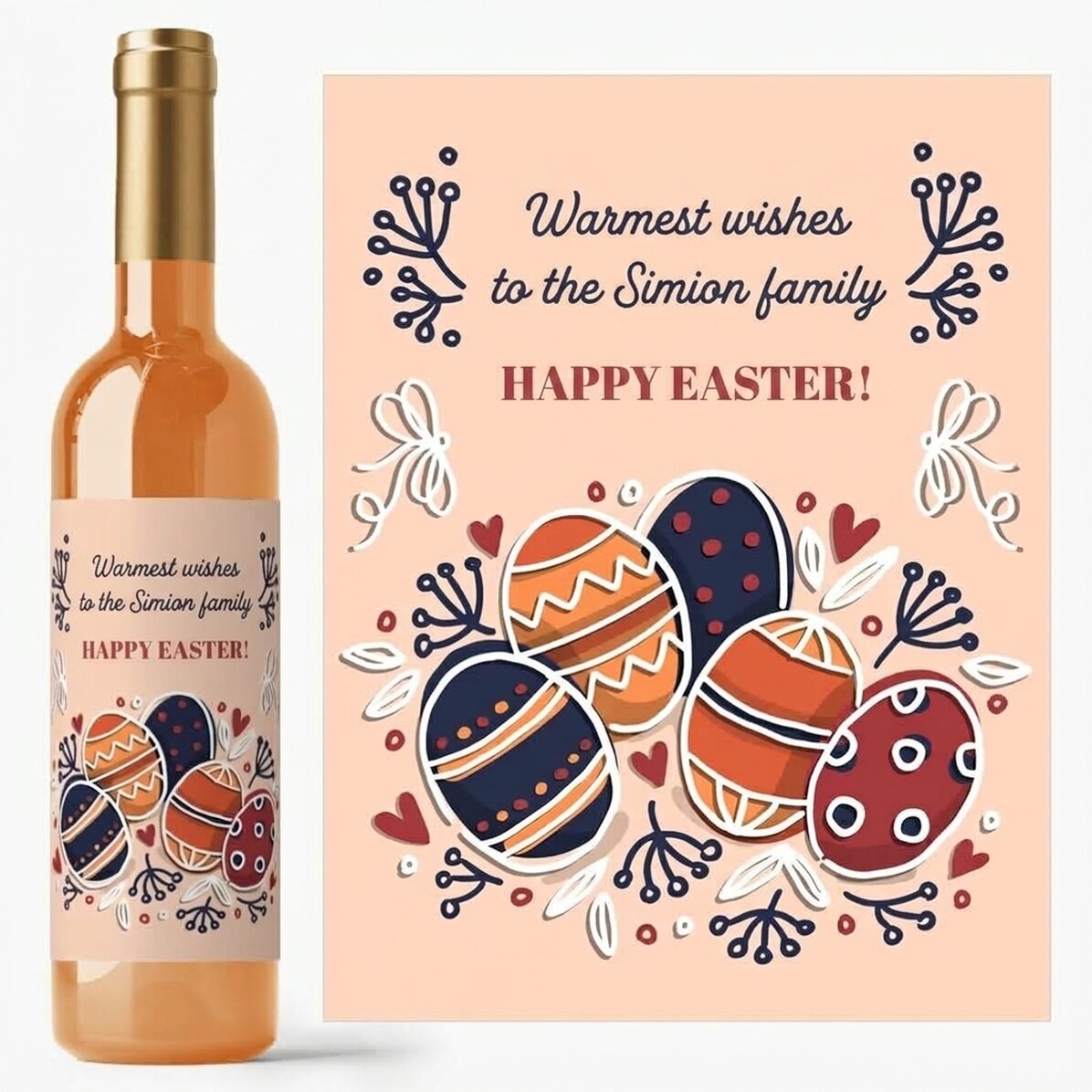 Personalised wine with text - Easter greetings