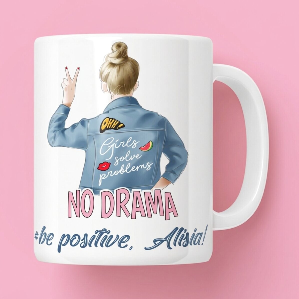 Personalised mug with text - No drama