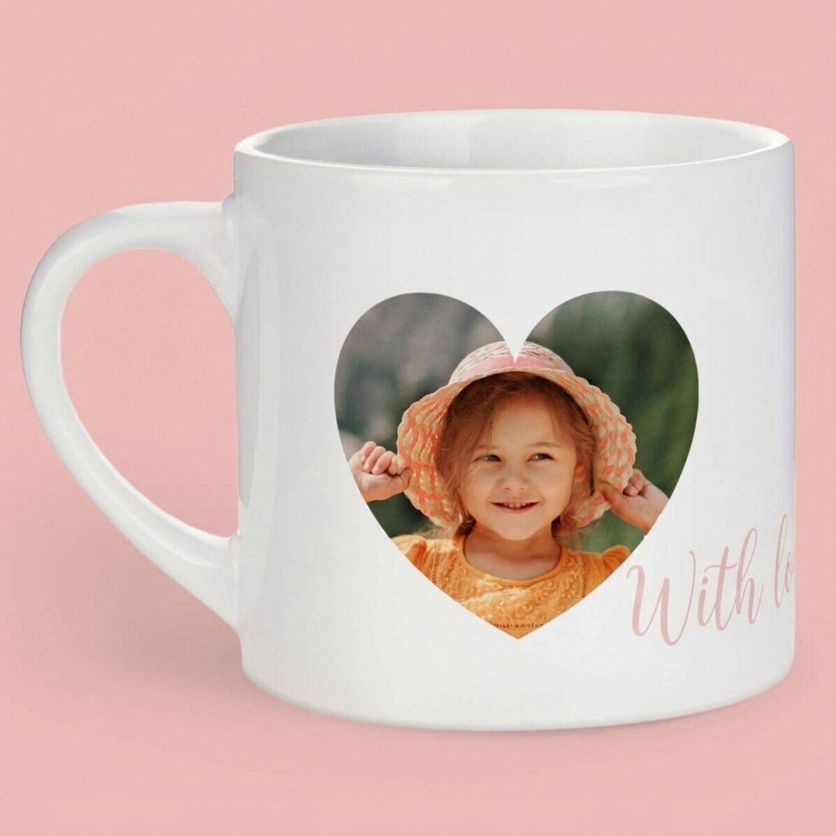 Personalised mug for children with a photo and text