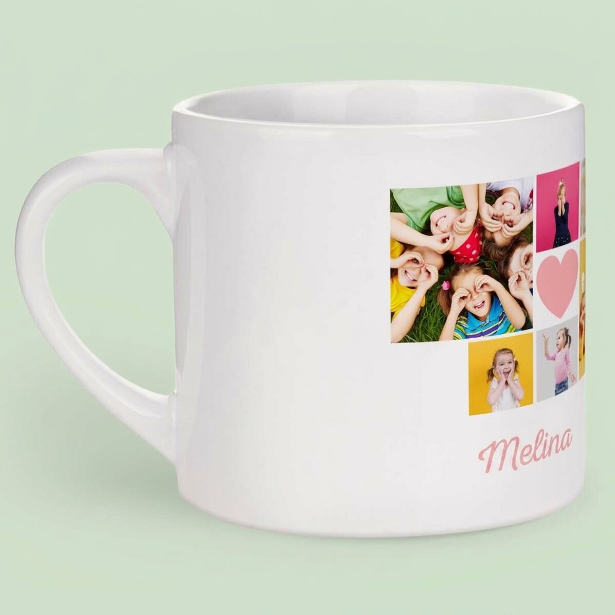 Personalised mug for children with 6 photos and text