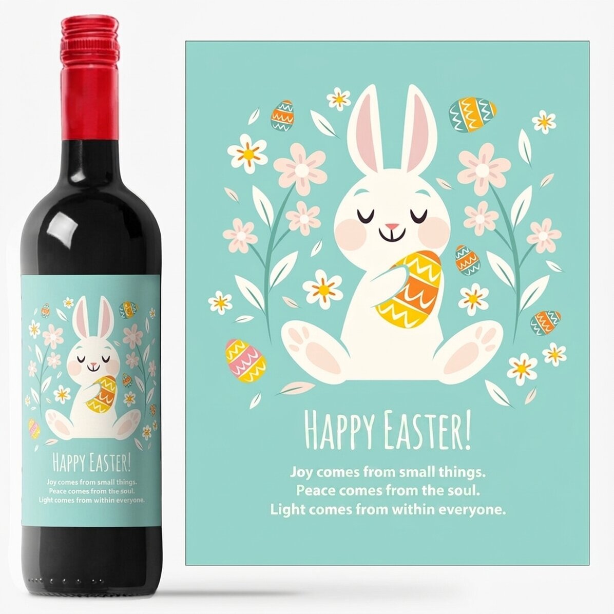 Personalised wine with text - Happy Bunny