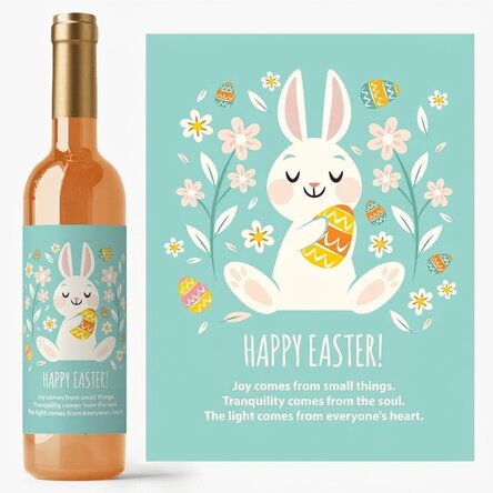 Personalised wine with text - Happy Bunny