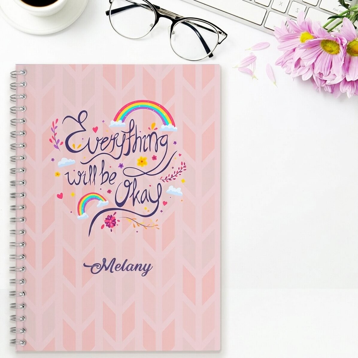 Personalised notebook with text - Everything will be okay