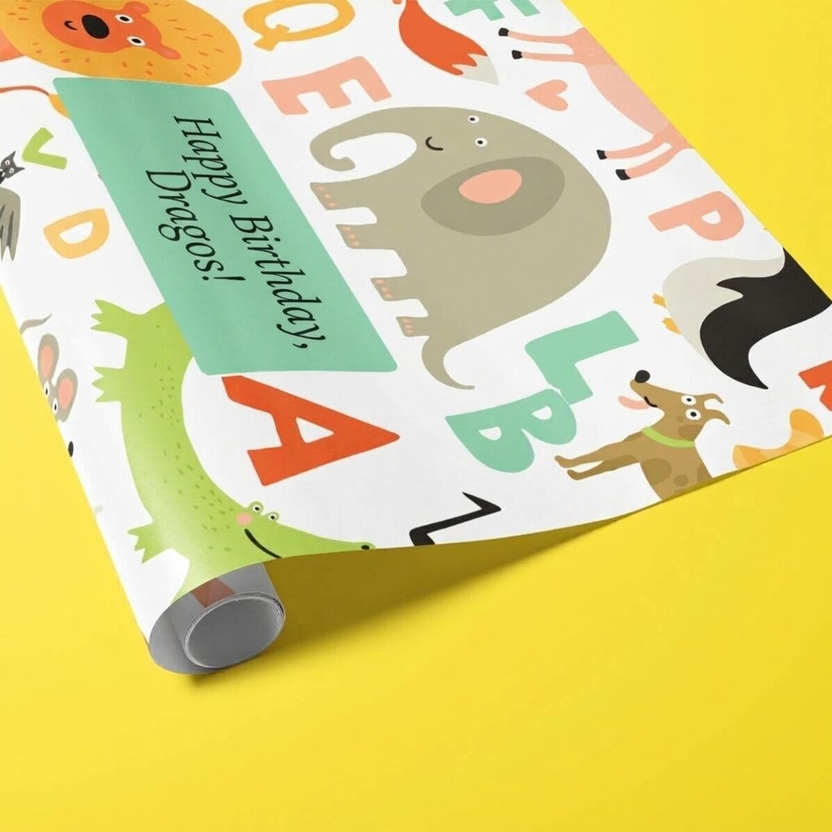 Personalised gift wrapping paper with text - Animals