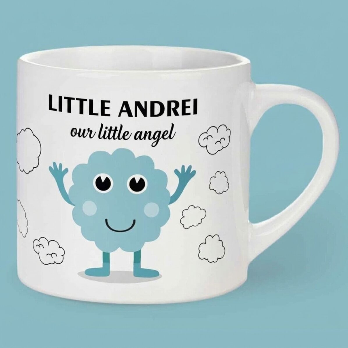 Personalised mug for children with text - The Happy Snowflake