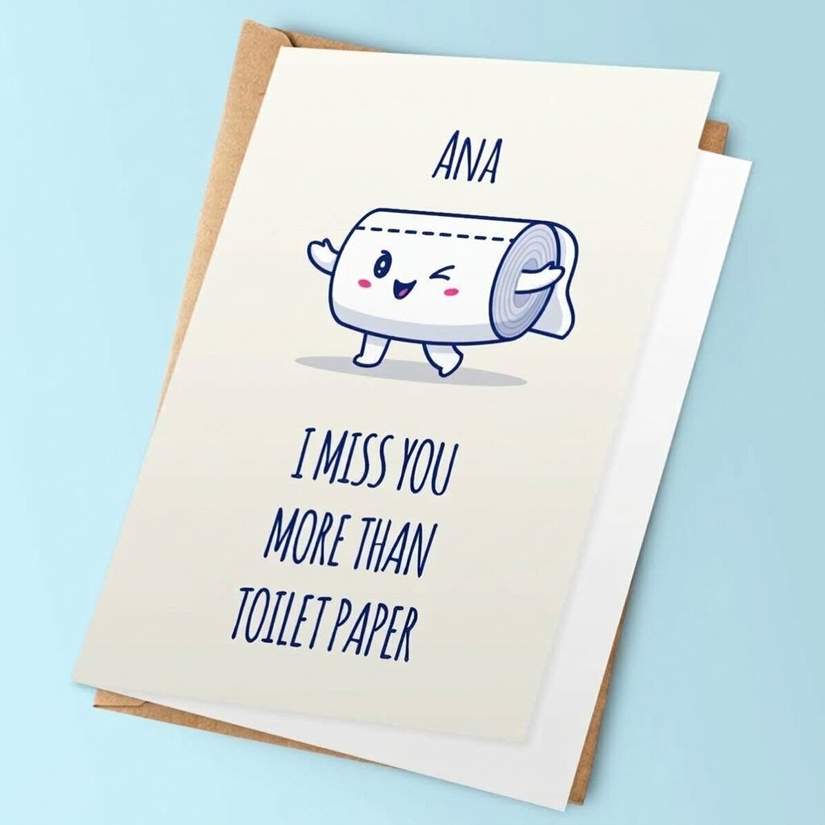 Personalised greeting card with text - Toilet paper