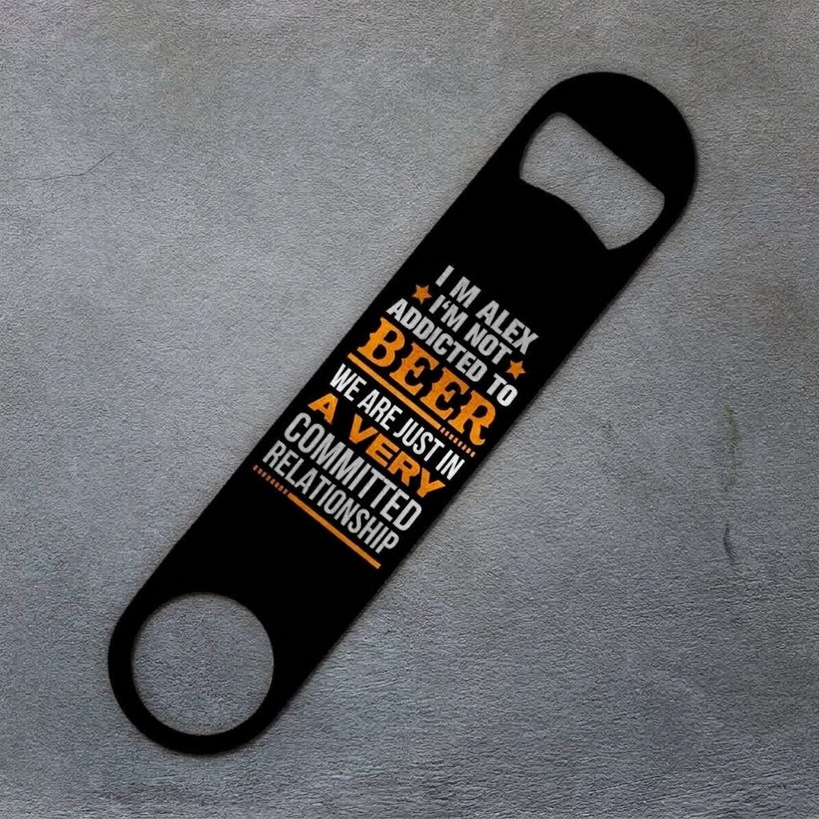 Personalised beer opener with text - Committed relationship
