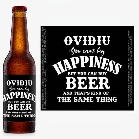 Personalised beer with text - Beer is Happiness