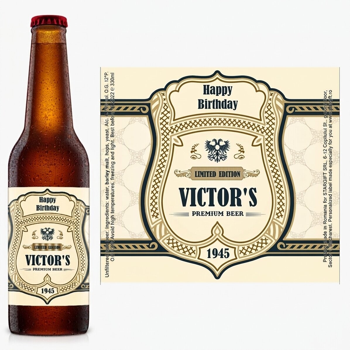 Personalised beer with text - Coat of arms