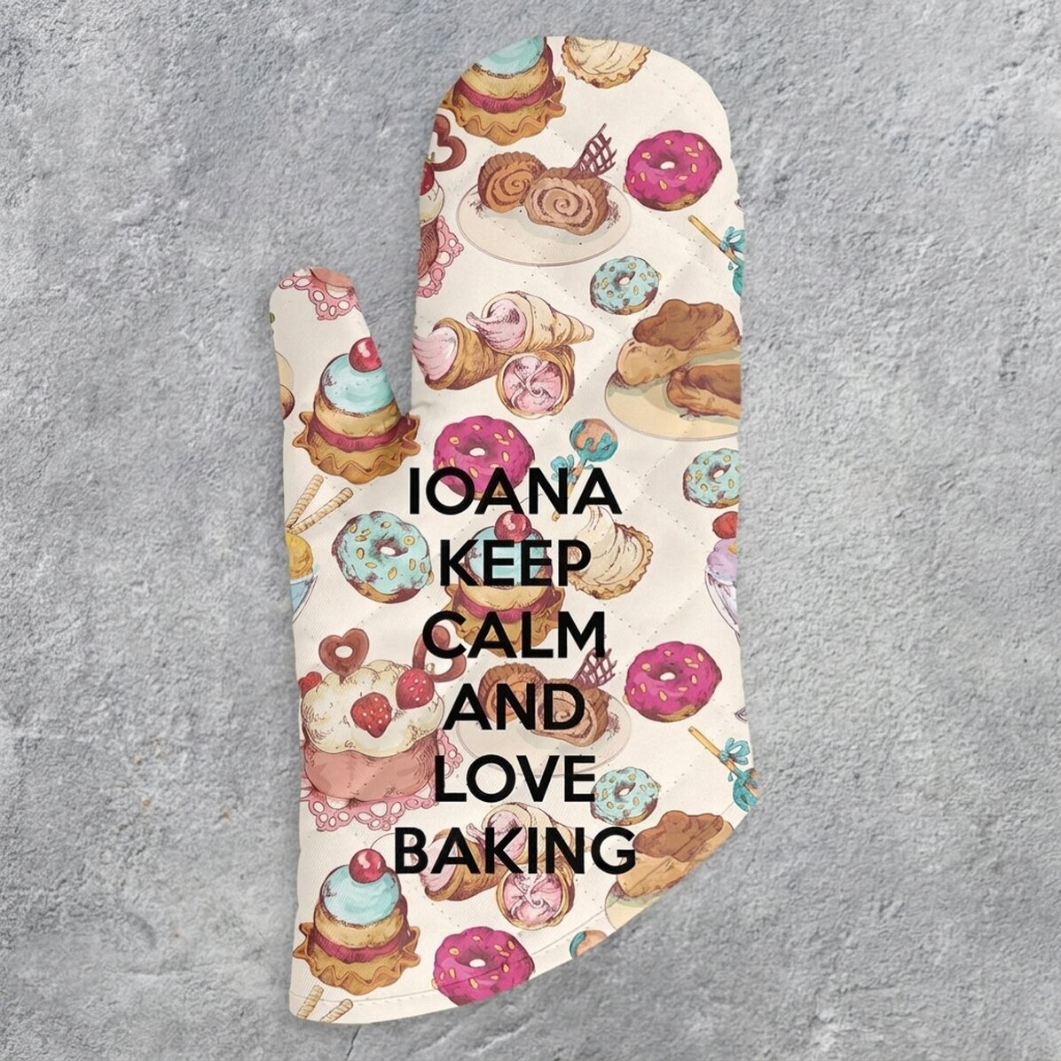 Personalised oven glove with text - Keep Calm