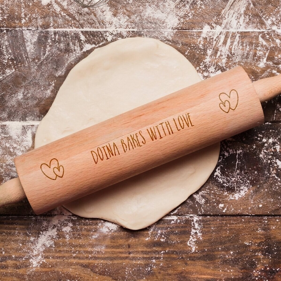 Personalised wooden rolling pin - Bake with love