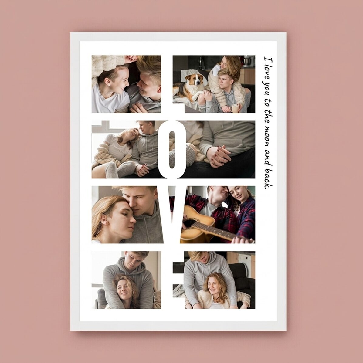 Personalised canvas with text and 8 photos - LOVE