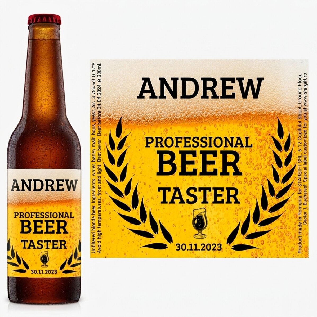 Personalised beer with text - Beer taster