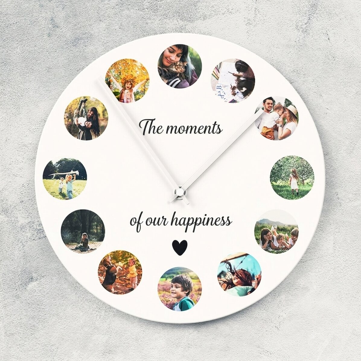 Personalised clock with 12 photos - Our moments