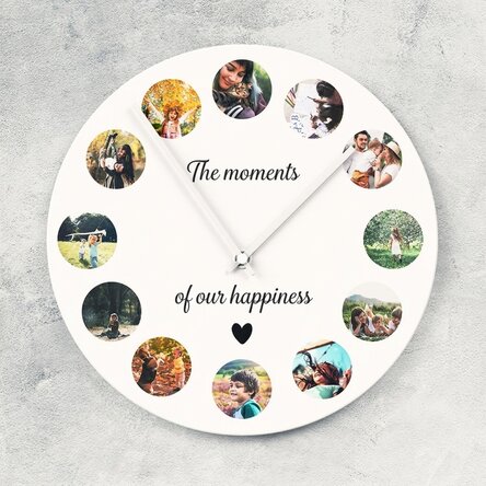 Personalised clock with 12 photos - Our moments