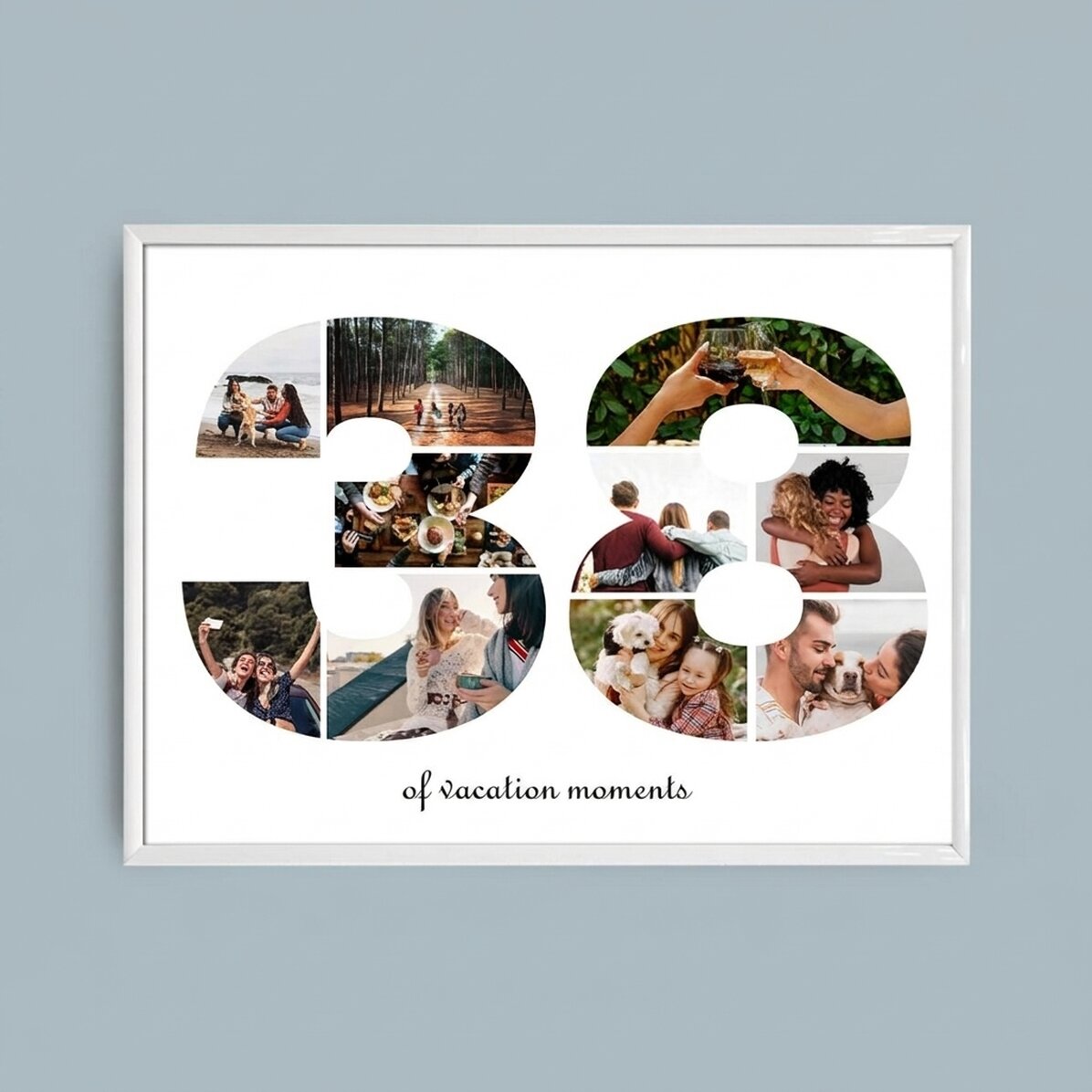 Personalised landscape canvas with 10 photos, model number 38, and text message