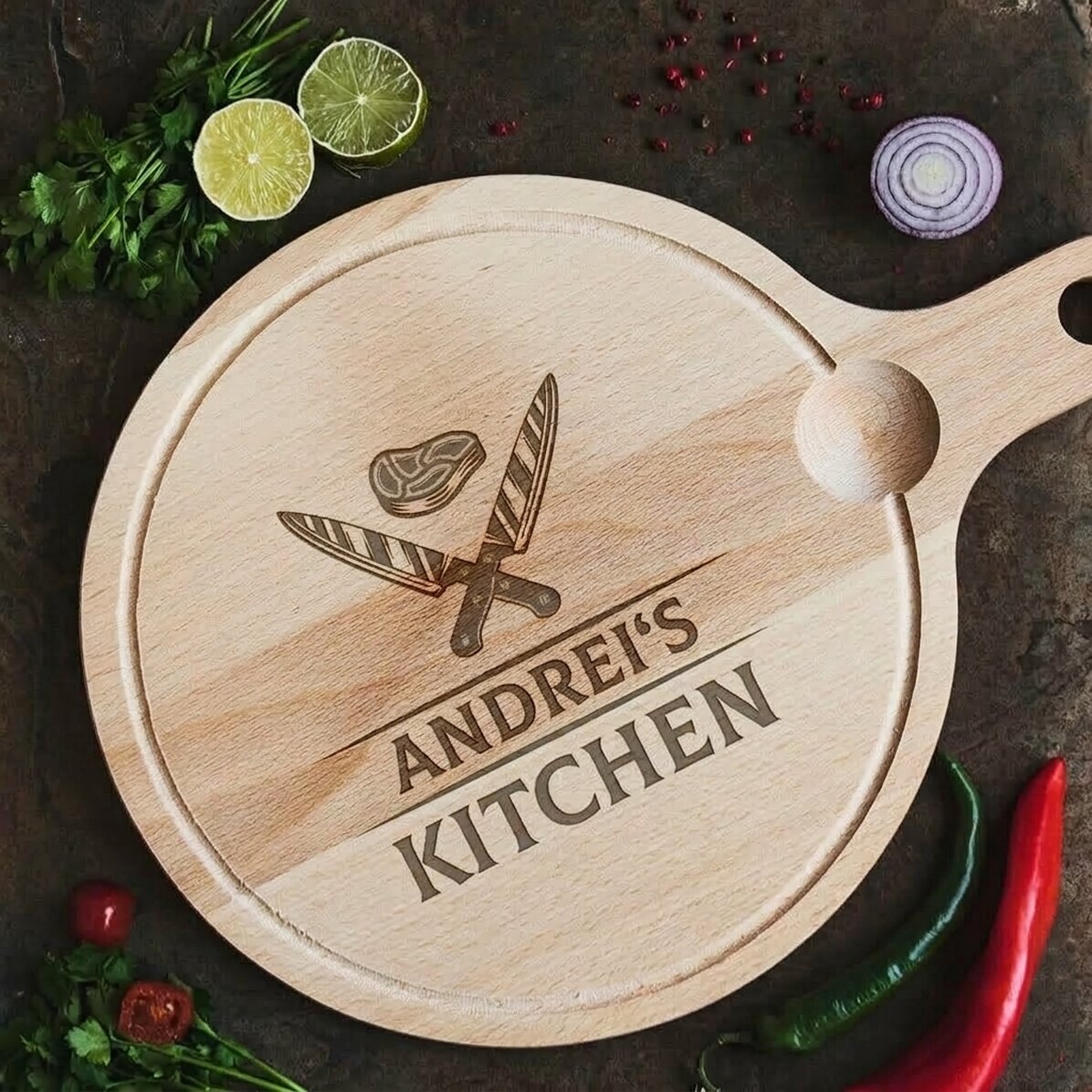 Round chopper with custom handle - Knives
