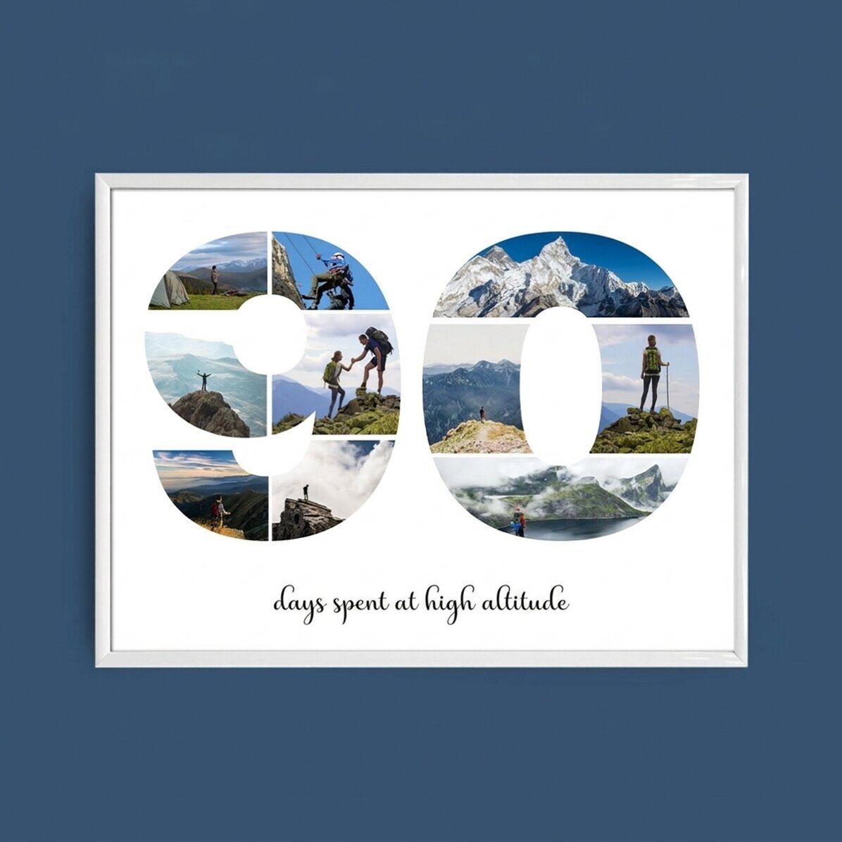 Personalised landscape canvas with 10 photos, model number 90, and text message