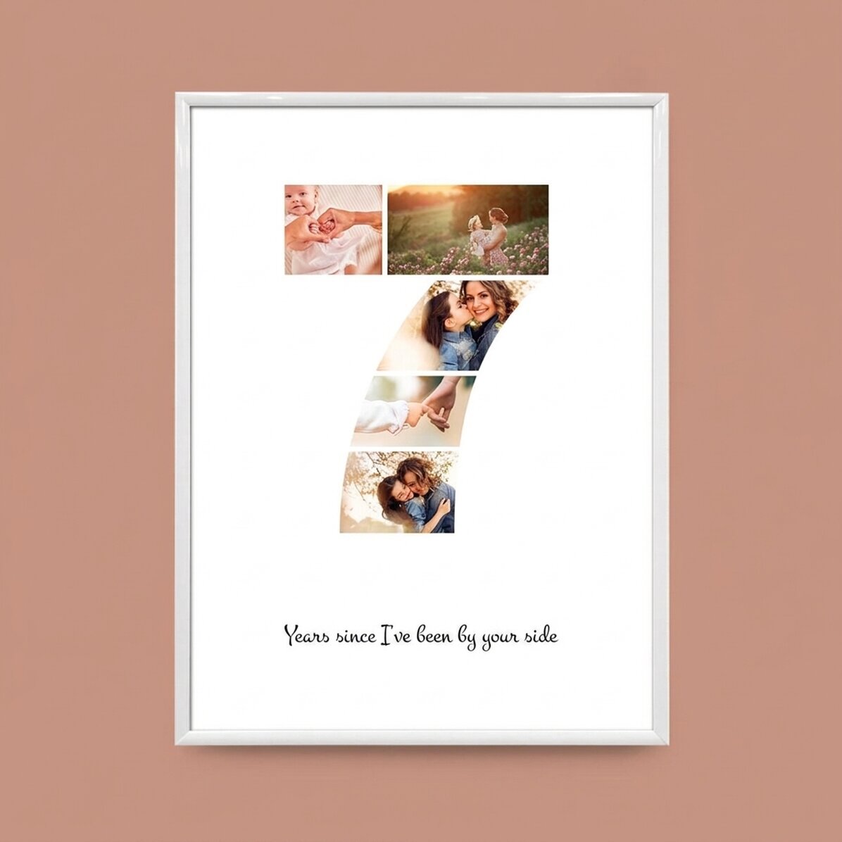 Personalised canvas with 5 photos, model number 7 and text message