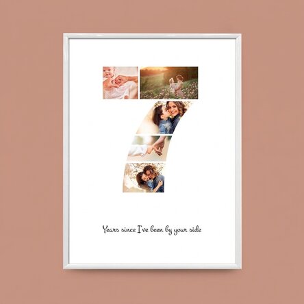 Personalised canvas with 5 photos, model number 7 and text message