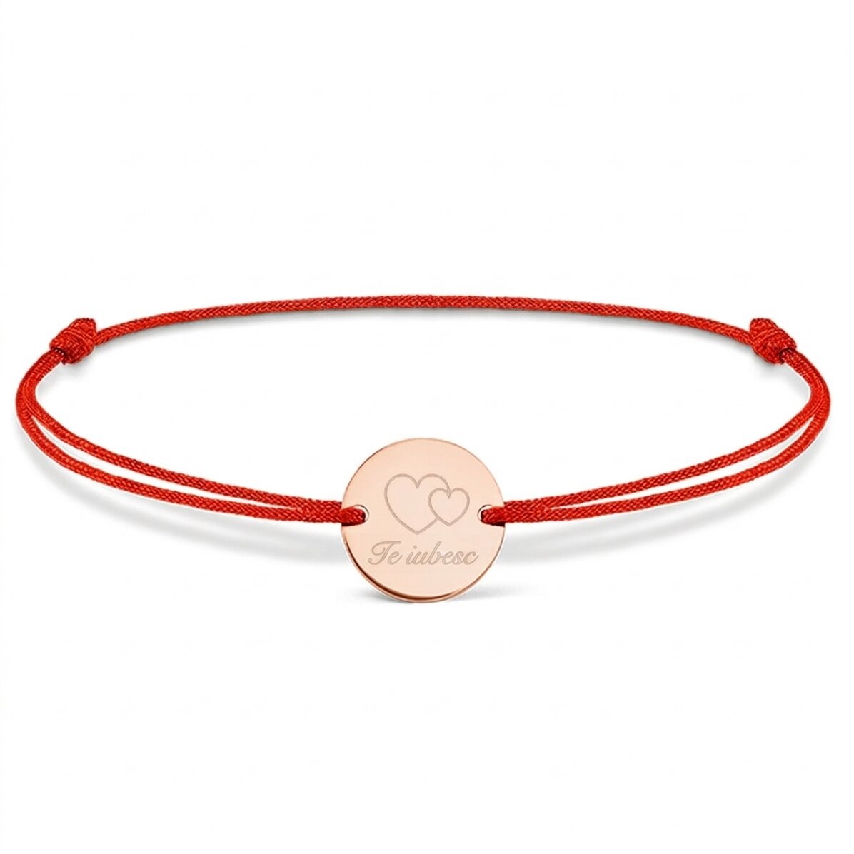 Personalised cord bracelet - 14mm bead - 925 silver - I love you
