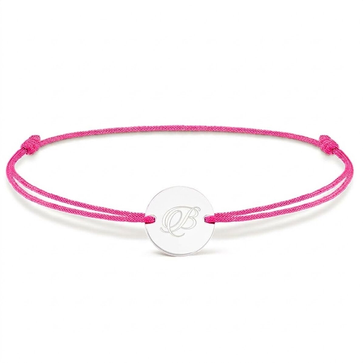 Personalised cord bracelet - 14 mm bead - 925 silver - initial model 2
