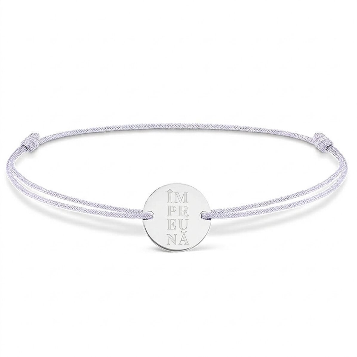 Personalised cord bracelet - 14 mm bead - 925 silver - 2 initials model