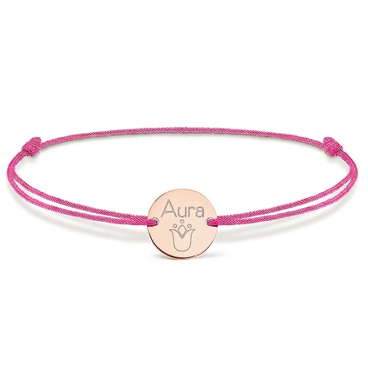 Personalised cord bracelet - 14mm bead - 925 silver - tulip design