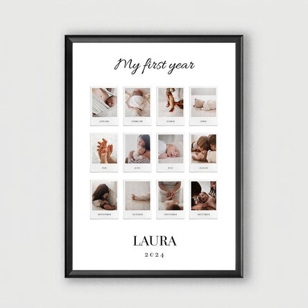 Personalised canvas with text and 12 photos - My First Year