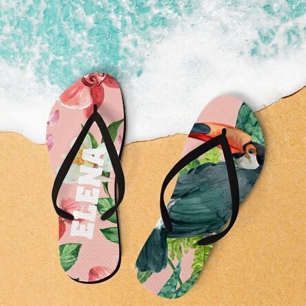 Personalised flip-flops with text - Tropical oasis